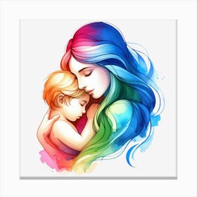 Mother And Child Watercolor Mothers Day 10 Canvas Print