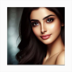 Beautiful Woman With Blue Eyes Canvas Print