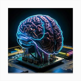 Brain On A Circuit Board Canvas Print