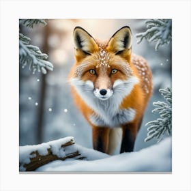 Red Fox In The Snow 4 Canvas Print