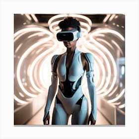 Futuristic Woman In Vr Headset 1 Canvas Print