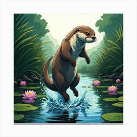 Leaping Otter Canvas Print