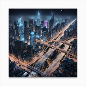 Cityscape At Night Canvas Print