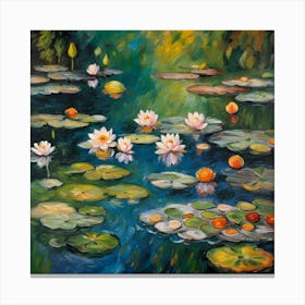 Impressionism Lilies Art Nature Water Flowers Flora Canvas Print