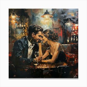 Couple In A Bar Canvas Print