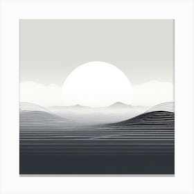 Abstract Landscape, Wavy Wave, black and white design with attracting art , wall art , tails design Generate An Abstract Design With Soft Curved Lines In Neutral Tones Emphasizing Simplicity Canvas Print