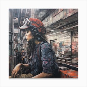 Girl In A Red Jacket Canvas Print