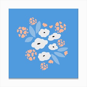 Flowers On A Blue Background Canvas Print