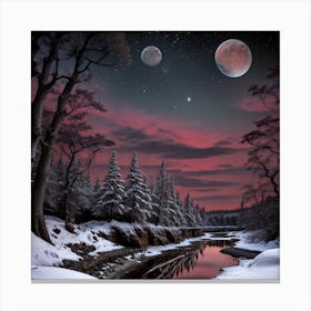 Moonlight Over The River Canvas Print