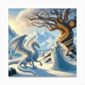 Snow White And The White Dragon Canvas Print