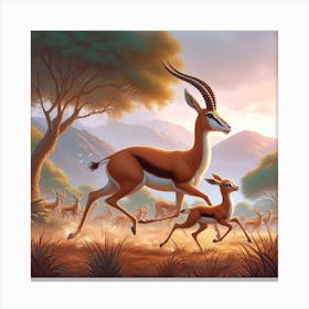 Antelopes Canvas Print