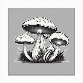 Mushrooms In The Grass Canvas Print