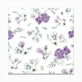 Geranium Flowers White Lavender Canvas Print