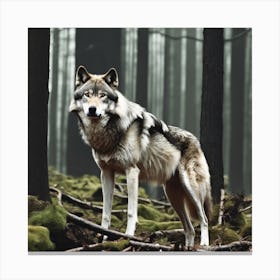 Wolf In The Forest 21 Canvas Print