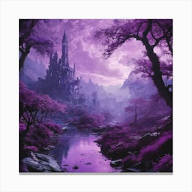 Purple Castle In The Forest Canvas Print