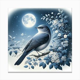 Bird In The Moonlight Canvas Print