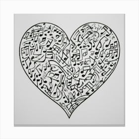 Music Notes Heart Canvas Print