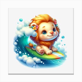 Lion Surfing Canvas Print