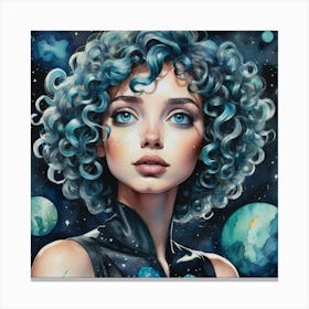 Blue Haired Girl 3 Canvas Print