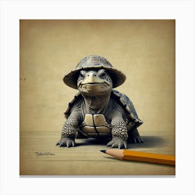 Turtle In Hat Canvas Print