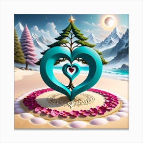 Heart Shaped Tree On The Beach Canvas Print