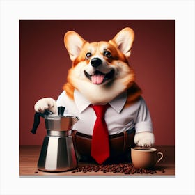 Corgi In Business Suit Canvas Print