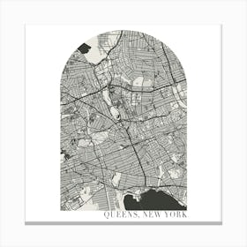 Queens New York Boho Minimal Arch Street Map 1 Canvas Print