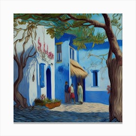 Blue House In Morocco Canvas Print