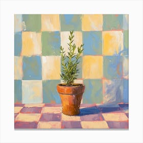 Potted Herb Pastel Checkerboard 3 Canvas Print