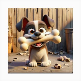 Cute Dog with a Bone 4 Canvas Print