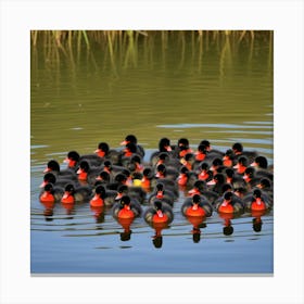 Manadas De Patos Rojinegros Canvas Print