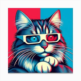 Cat In 3d Glasses 1 Canvas Print