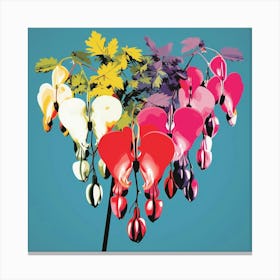 Andy Warhol Style Pop Art Flowers Bleeding Heart Dicentra Square Canvas Print