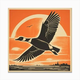 Retro Bird Lithograph Canada Goose 1 Canvas Print