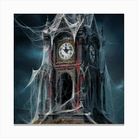 Clock Tower With Spider Webs 1 Canvas Print