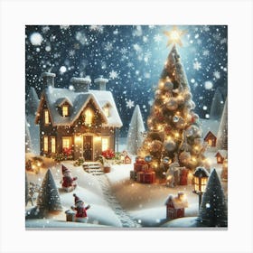 Christmas Village At Night Canvas Print