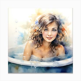 Girl In A Tub Canvas Print