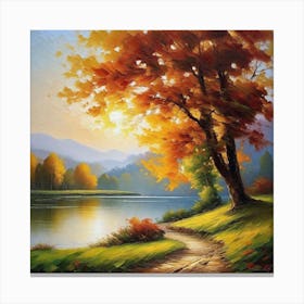 Autumn Tree By The Lake 2 Canvas Print