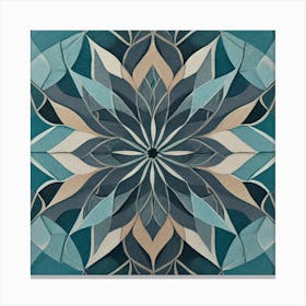 Firefly Beautiful Modern Detailed Floral Indian Mosaic Mandala Pattern In Gray, Teal, Marine Blue, S (2) Canvas Print