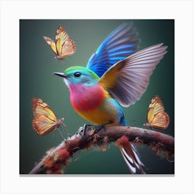 Beautiful bird beautiful butterflies Canvas Print