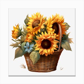 Sunflowers In A Basket Canvas Print