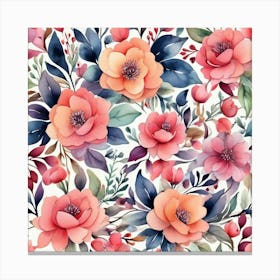 Watercolor Floral Pattern Art Print 4 Canvas Print