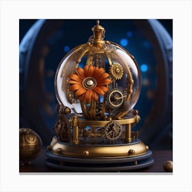 Steampunk Flower Clock Canvas Print
