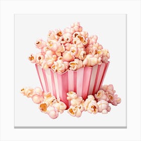 Pink Popcorn On Black Background Canvas Print