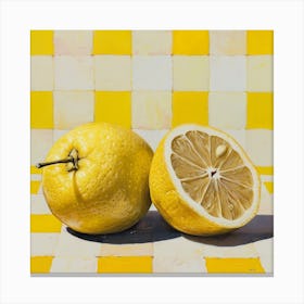 Lemon Yellow Checkerboard 2 Canvas Print