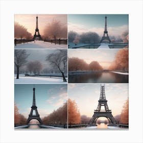 Autumn In Paris Split Sceneries Landscape Canvas Print