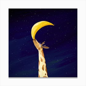 Giraffe With Moon Canvas Print