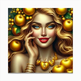 Golden Apple Girl Canvas Print