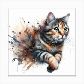 Cat Watercolour Art Print 1 Canvas Print