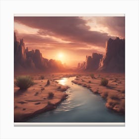 Sunset In The Desert Canvas Print